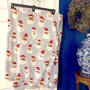 Adorable Holiday Santa Print 100% Polyester Christmas Blanket 74” x 52”